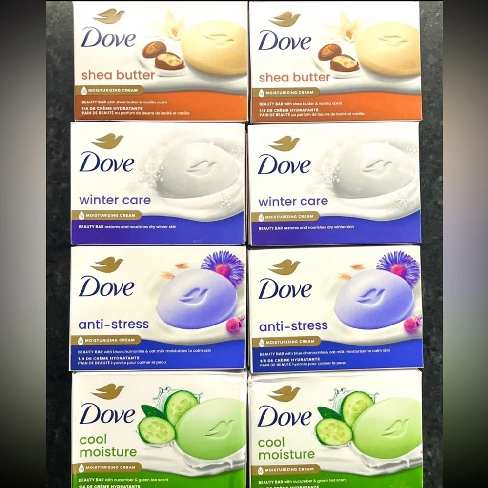 Dove Soap Variety Bundle: COOL MOISTURE, ANTI-STRESS, SHEA BUTTER, WINTER CARE - Picture 1 of 1